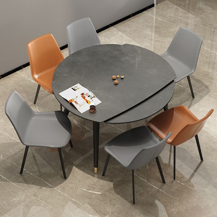 Round Extendable Dining Table Modern Stone Tabletop with Solid Wood Legs Clearhalo 'Dining Tables & Seating' 'Dining Tables' 'dining_table' 'furn' 'furn_dining_table' 'Furniture' 'Kitchen & Dining Furniture' 1200x1200_693a6ebb-e859-43f9-8d3a-5f4cdd0a07cf