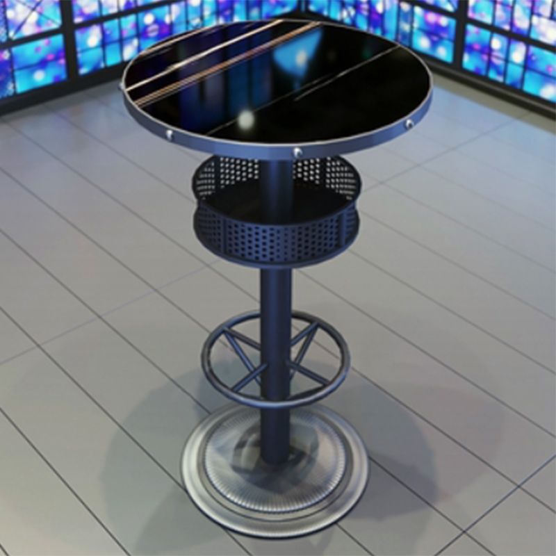 Industrial Style Bar Wine Table Black Bar Dining Table with Storage Clearhalo 'Bar Furniture' 'Bar Tables' 'bar_tables' 'furn' 'furn_bar_tables' 'Furniture' 'Kitchen & Dining Furniture' 1200x1200_693b9dee-8ff3-4235-818f-ee0bde7fd794