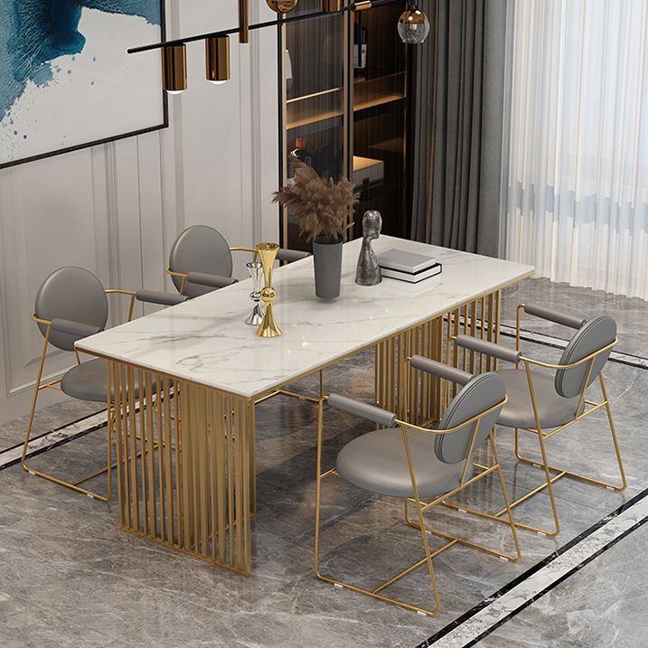 Rectangle Dining Table Traditional Luxury Dining Table with Iron Base Clearhalo 'Dining Tables & Seating' 'Dining Tables' 'dining_table' 'furn' 'furn_dining_table' 'Furniture' 'furniture_dining_table' 'Kitchen & Dining Furniture' 'kitchen' 'kitchen_dining_table' 1200x1200_693e6305-168d-4cc2-b658-c0600f5ba040