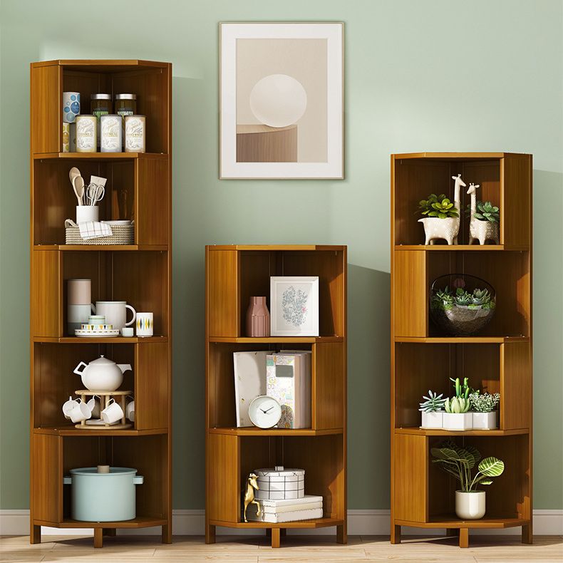 Mid-Century Modern Corner Cabinet with Shelves and Straight Legs in Brown Clearhalo 'Cabinets & Chests' 'cabinets_chests' 'furn' 'furn_cabinets_chests' 'Furniture' 'Living Room Furniture' 1200x1200_6941b64a-d599-4157-8227-df34729f34a3