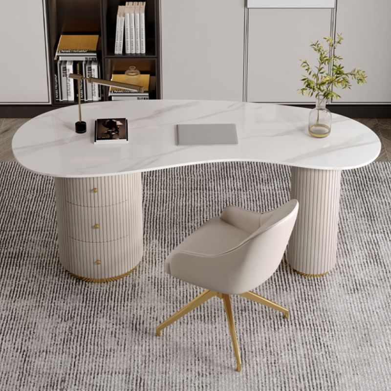 Modern & Contemporary Office Desk Curved Laptop Table with Drawers Clearhalo 'furn' 'furn_office_desk' 'Furniture' 'Office Desks' 'Office Furniture' 'office_desk' 1200x1200_69420aab-35d0-42e9-9613-b6096cc5d993