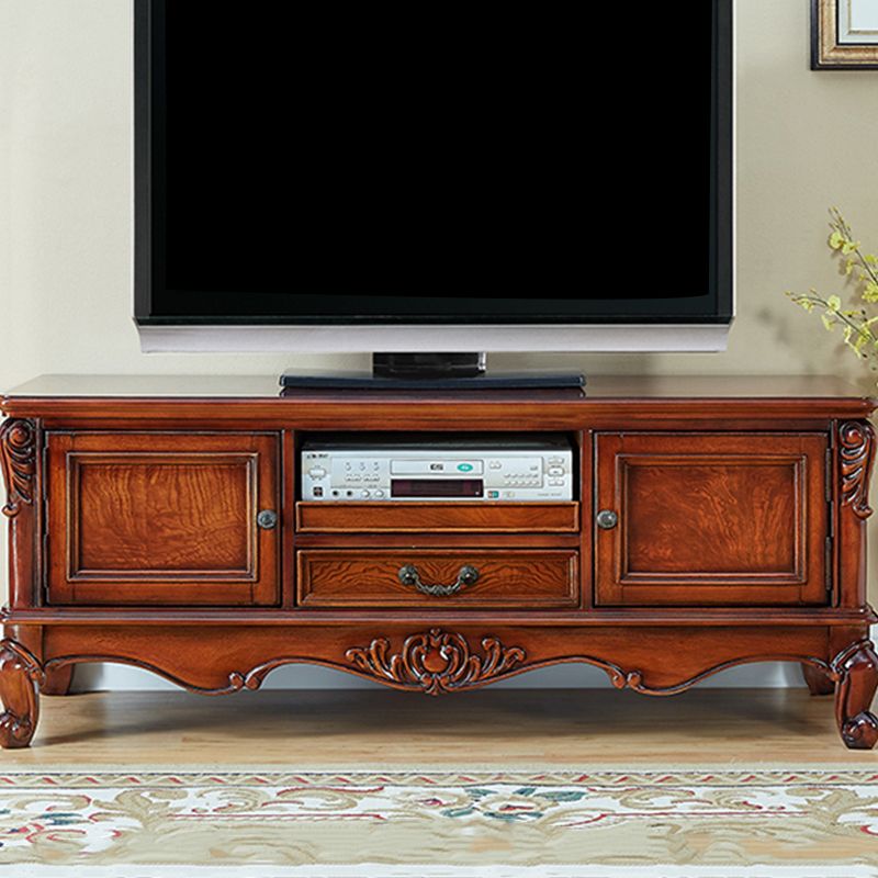 Console TV in legno marrone Console tradizionale TV Home TV con cassetti