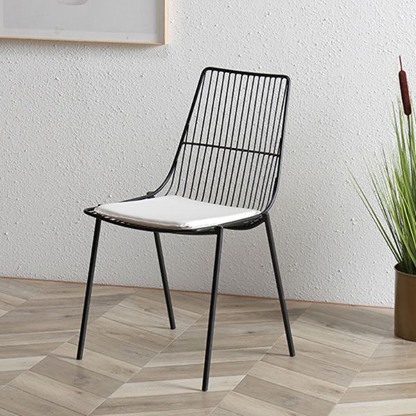 Contemporary Faux Leather Slat Back Side Chair in Matte Finish for Indoor