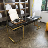 Wooden Home Office Writing Desk Glam Style 1-drawer Office Desk with Sled Base Clearhalo 'furn' 'furn_office_desk' 'Furniture' 'furniture_office_desk' 'Office Desks' 'Office Furniture' 'office_desk' 1200x1200_6945d833-81bc-4196-8087-cc8317f122c6