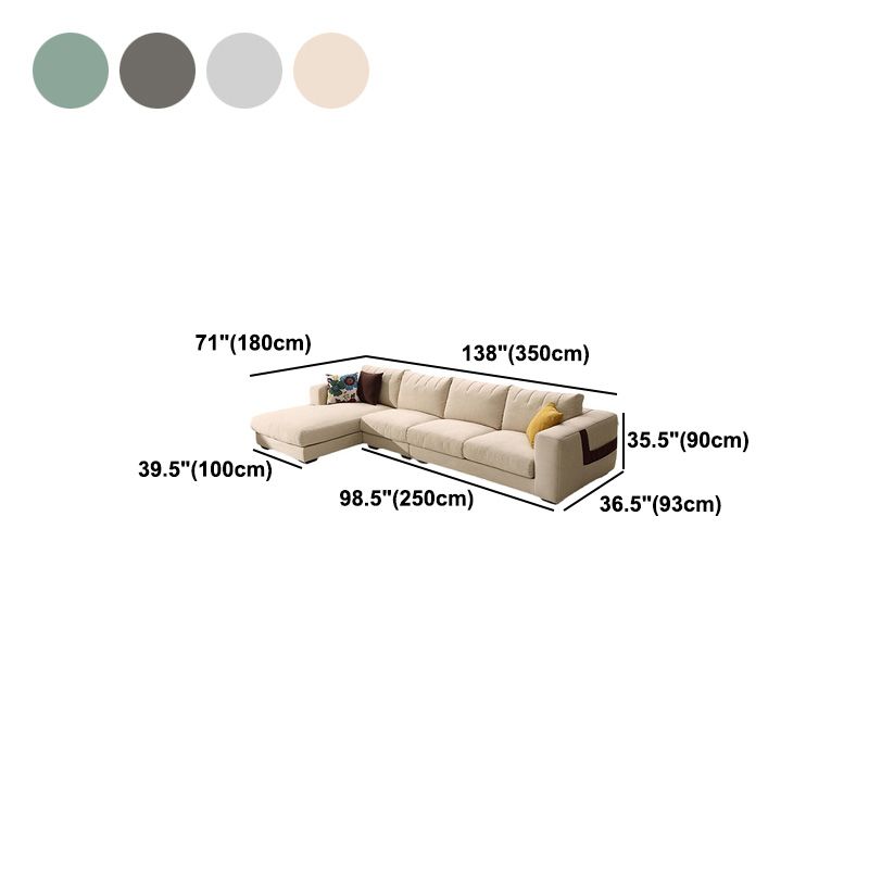 Sofá estacionaria moderna de algodón 4 asientos Sofá y chaise
