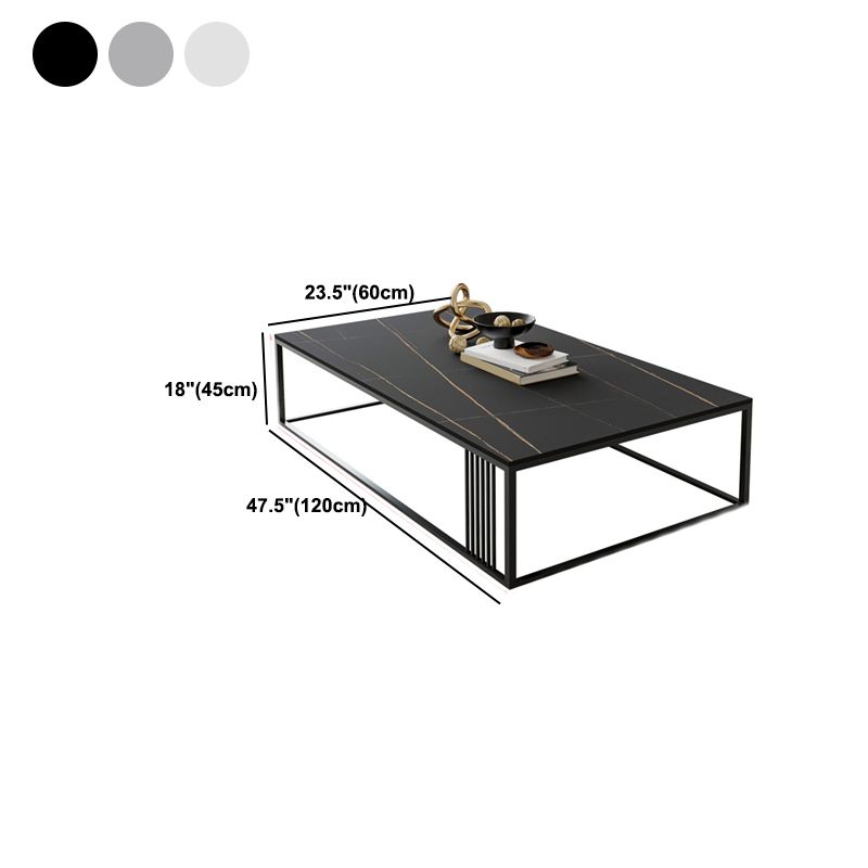 Metal Frame Rectangular Coffee Table Stone Top Cocktail Table Clearhalo 'Coffee & Accent Tables' 'Coffee Tables' 'coffee_tables' 'furn' 'furn_coffee_tables' 'Furniture' 'Living Room Furniture' 1200x1200_6947a9b5-7f18-4e07-b939-00f2e34a849e