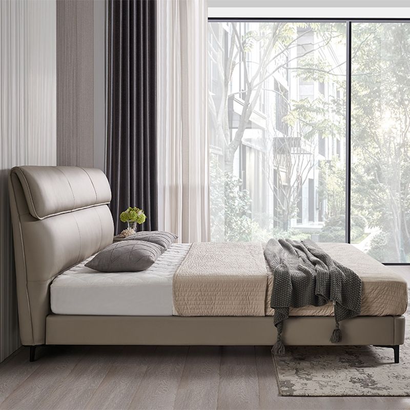 Eigentijdse echte lederen matras inbegrepen met hoofdeinde paneelbed