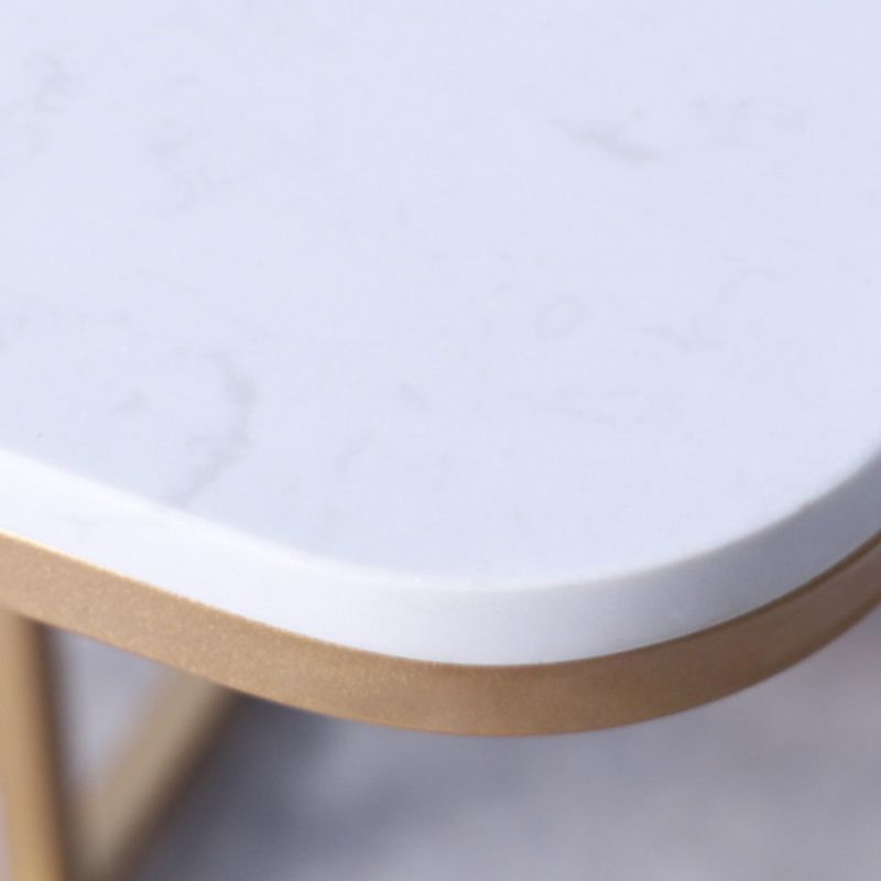 23.62" Tall Marble Top Side Accent Table Metal Frame End Table