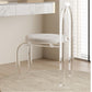 Wood Vanity and Stool in White Luxurious Stone Dressing Table