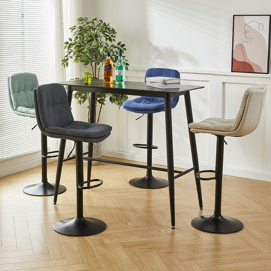 Style moderne tabouret de bar rembourré à réglage rotatif avec des jambes en métal