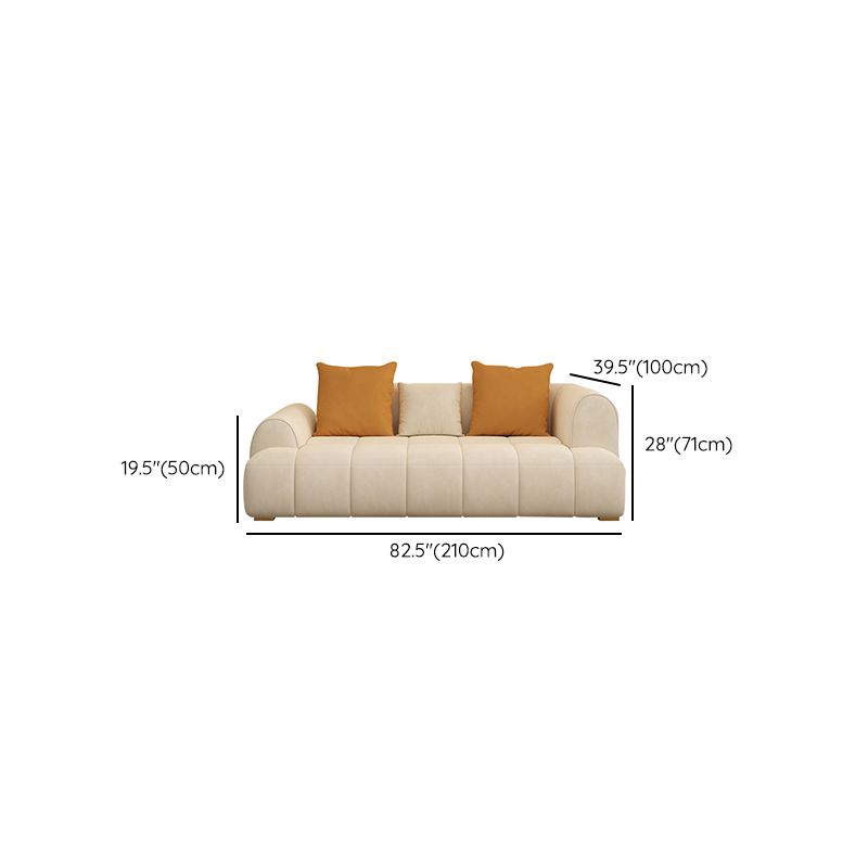 Scandinavian Fabric Stationary Sofa Recessed Arm Sofa with Pillows