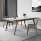 Mesa de comedor rectangular industrial Mesa de piedra sinterizada con patas de madera