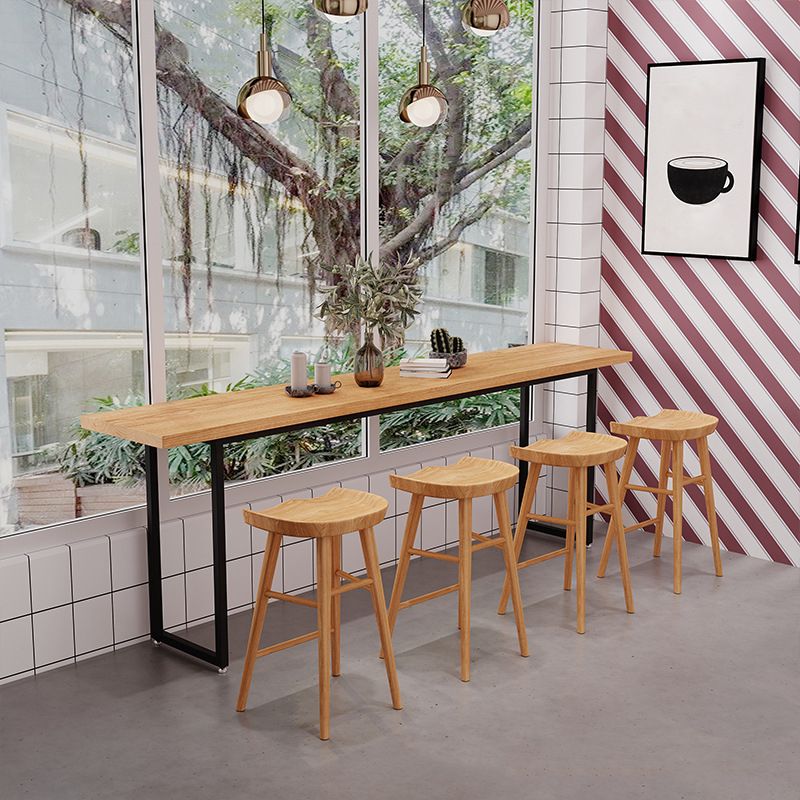 Industrial 1/2/5 Pieces Wooden Bar Table Set Rectangle Bar Table with High Wood Stools Clearhalo 'Bar Furniture' 'furn' 'furn_home_bar_bar_sets' 'Furniture' 'Home Bars & Bar Sets' 'home_bar_bar_sets' 'Kitchen & Dining Furniture' 1200x1200_694f5854-94c5-4af8-ba58-05b882eb4850