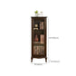 Modern Rubberwood Display Stand Glass Doors Hutch Buffet for Living Room