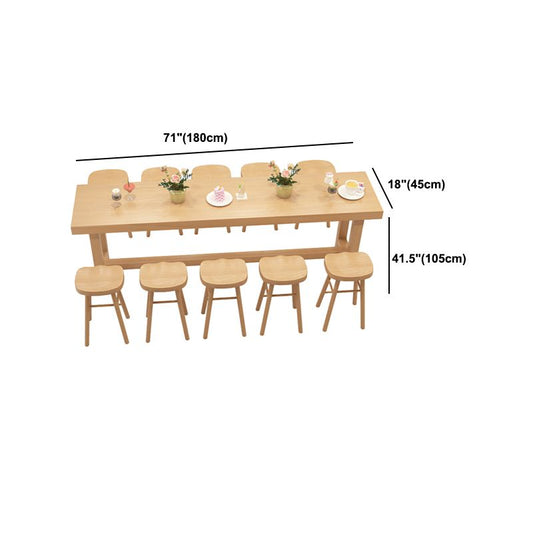 Tavolo da bar rettangolare contemporaneo banco bar per bistrot in legno massiccio con base di cavalletto