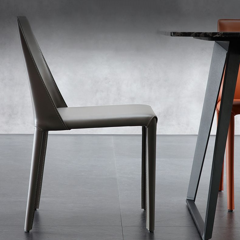 Contemporary Metal Kitchen Dining Side Chair Solid Back Dining Side Chair Clearhalo ' kitchen&dining_furn' 'Dining Chairs' 'Dining Tables & Seating' 'dining_chair' 'furn' 'furn_dining_chair' 'Furniture' 'furniture_dining_chair' 'Kitchen & Dining Furniture' 'kitchen' 1200x1200_6955bfe0-ab72-4149-af80-c0e0068d0f73