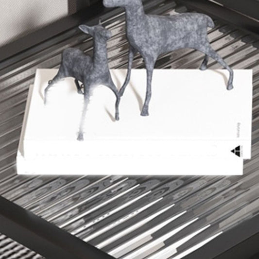 Contemporary Square Nesting Coffee Table Set with Glass Top and Iron Base