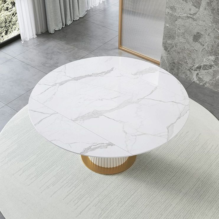 Sintered Stone Top Round Table for Restaurant Luxury White Dining Table with Pedestal Base Clearhalo ' dining_table' 'Dining Tables & Seating' 'Dining Tables' 'furn' 'furn_dining_table' 'Furniture' 'furniture_dining_table' 'Kitchen & Dining Furniture' 'kitchen&dining_furn' 'kitchen' 'kitchen_dining_table' 1200x1200_69572d98-f8f6-4052-a50a-410ee63426cb