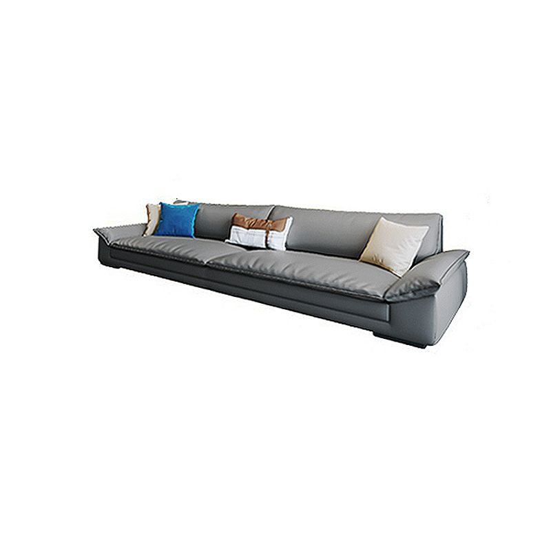 Modern Faux Leather Sofa and Chaise Gray Pillow Top Arm Sectional for Apartment Clearhalo 'furn' 'furn_sectionals' 'Furniture' 'furniture_sectionals' 'kitchen' 'kitchen_sectionals' 'Living Room Furniture' 'Sectionals' 1200x1200_6957bb23-2042-4089-be9d-8757b147bc67
