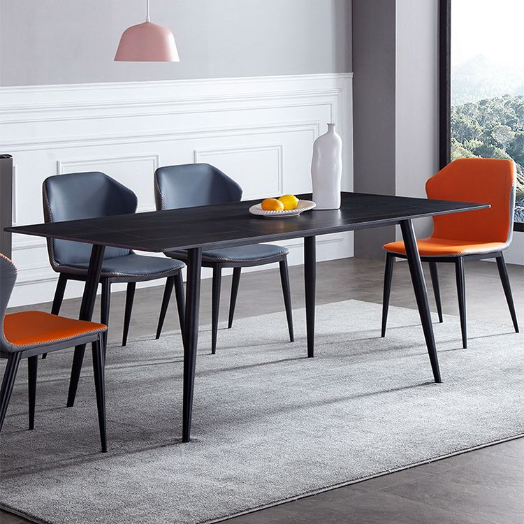 Rectangle 4 Legs Industrial Style Dining Table Sintered Stone Fixed Table for Kitchen Clearhalo ' dining_table' 'Dining Tables & Seating' 'Dining Tables' 'furn' 'furn_dining_table' 'Furniture' 'furniture_dining_table' 'Kitchen & Dining Furniture' 'kitchen&dining_furn' 'kitchen' 'kitchen_dining_table' 1200x1200_6957ec07-fdd1-495f-9103-98295ce622c6