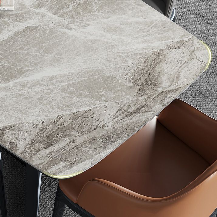 Rectangle Trestle Base Industrial Table Grey Tone Fixed Table with Sintered Stone Clearhalo ' dining_table' 'Dining Tables & Seating' 'Dining Tables' 'furn' 'furn_dining_table' 'Furniture' 'furniture_dining_table' 'Kitchen & Dining Furniture' 'kitchen&dining_furn' 'kitchen' 'kitchen_dining_table' 1200x1200_69588109-a97f-4530-b8c2-a3e176a5d197