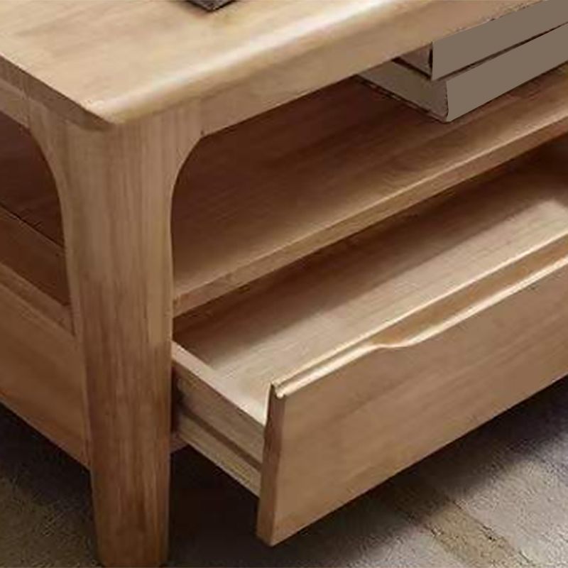 Nordic Style Square/rectangular 4 Legs Base Wooden Table with Storage Rack Coffee Table