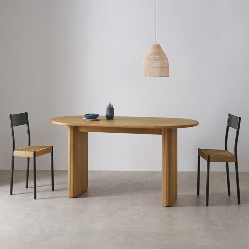 Contemporary Style Dining Table Solid Wood Brown Table for Home Kitchen