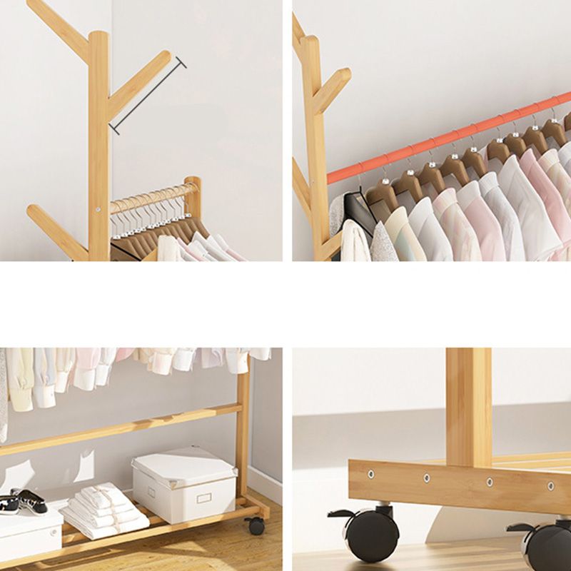 Modern At Rack Prachtige vaste houten kledinghanger met Castors