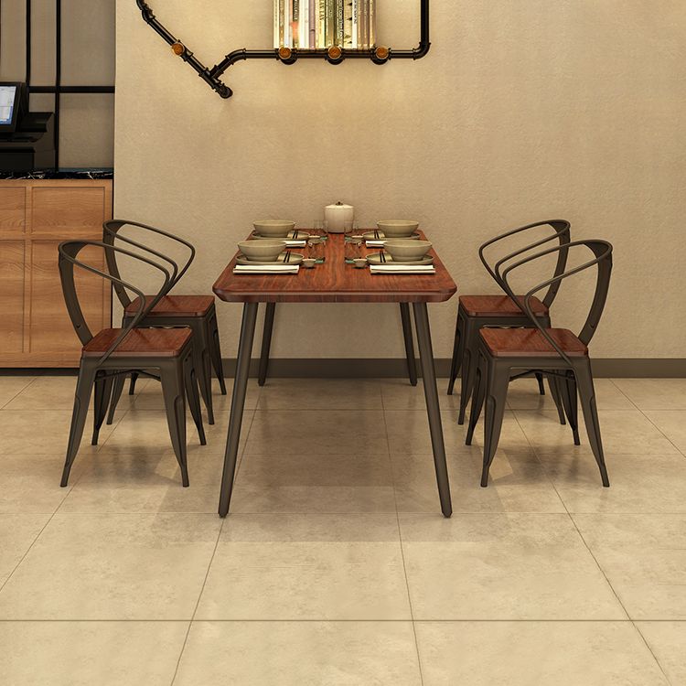 Solid Wood Industrial Dining Table Brown Rectangle Table with Black Frame for Dinning Room Clearhalo ' dining_table' 'Dining Tables & Seating' 'Dining Tables' 'furn' 'furn_dining_table' 'Furniture' 'furniture_dining_table' 'Kitchen & Dining Furniture' 'kitchen&dining_furn' 'kitchen' 'kitchen_dining_table' 1200x1200_695bb197-d2d0-4816-bff1-365e96ba4b99