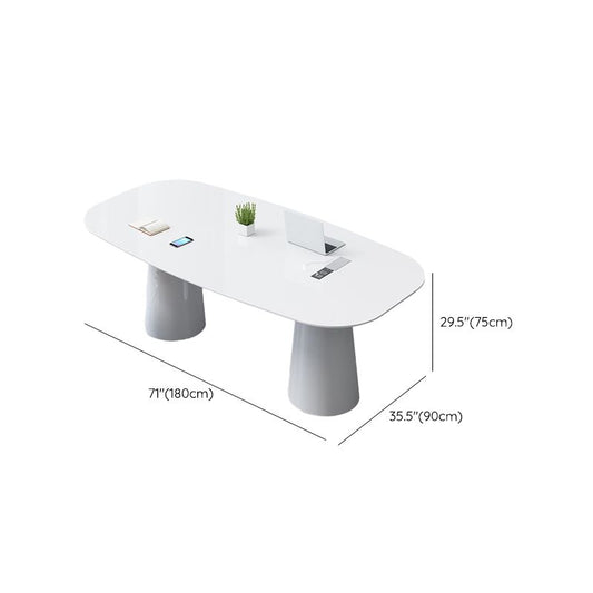 29 "H Hedendaags Executive Desk Oval Wit Wood Writing Desk