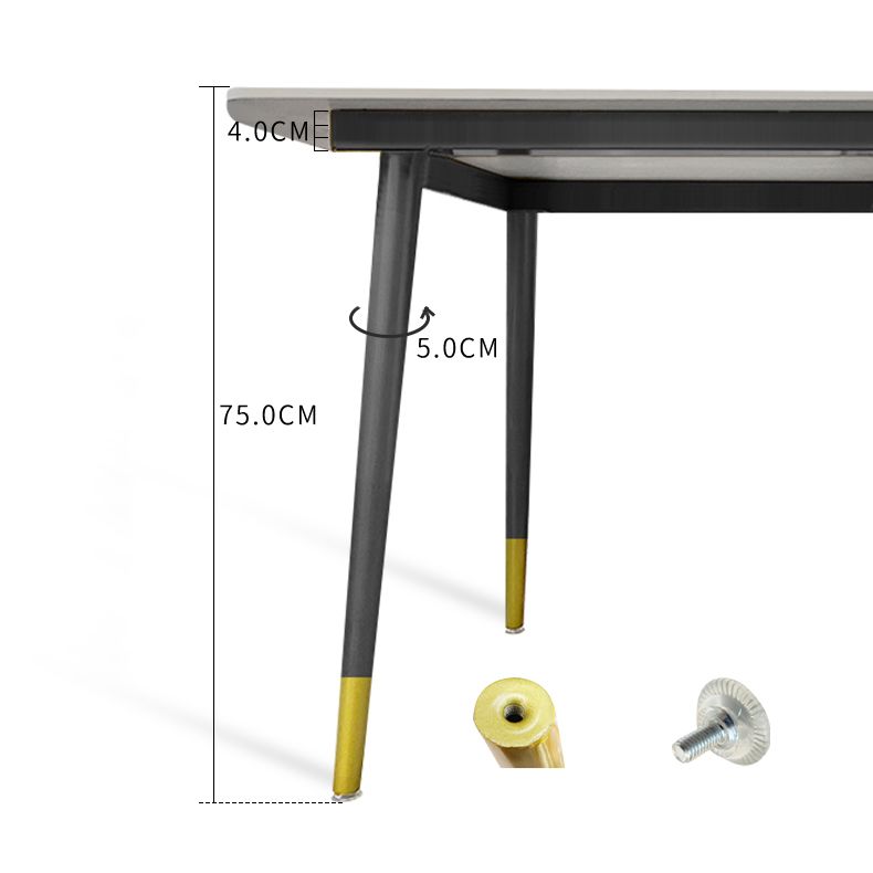 Table de métal et ardoise glam glamour table à manger rectangulaire