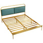 Metal Slat Bed 79 inch Wide with  RectangularUpholstered Headboard