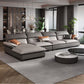 Grey Faux Leather Sectional Sofa Pillow Top Arm Sectional Ottoman Included Clearhalo 'furn' 'furn_sectionals' 'Furniture' 'Living Room Furniture' 'Sectionals' 1200x1200_695e1926-3f59-4724-bf9c-afff15196cca