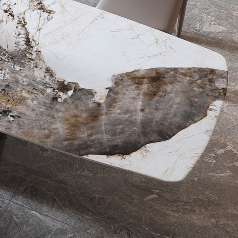 Rectangle Stone Dining Table Contemporary Dining Table with Pedestal Base Clearhalo 'Dining Tables & Seating' 'Dining Tables' 'dining_table' 'furn' 'furn_dining_table' 'Furniture' 'furniture_dining_table' 'Kitchen & Dining Furniture' 'kitchen' 'kitchen_dining_table' 1200x1200_695e3ea9-0a5c-41ce-88cd-644d6291779c