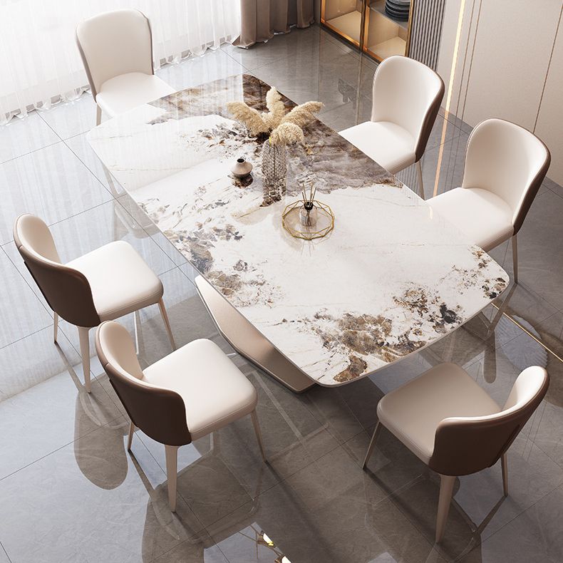 Modern Sintered Stone Top Dining Set Rectangle 1/2/5/7 Pieces Dinette Table Set in Gold Clearhalo 'Dining Room Sets' 'Dining Tables & Seating' 'dining_room_set' 'furn' 'furn_dining_room_set' 'Furniture' 'Kitchen & Dining Furniture' 1200x1200_695f9e76-c042-4673-b2c0-7c1f6c8ec23c