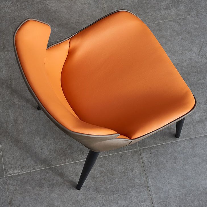 フェイクレザーとメタルアームレスダイニングチェアモダンサイドチェア