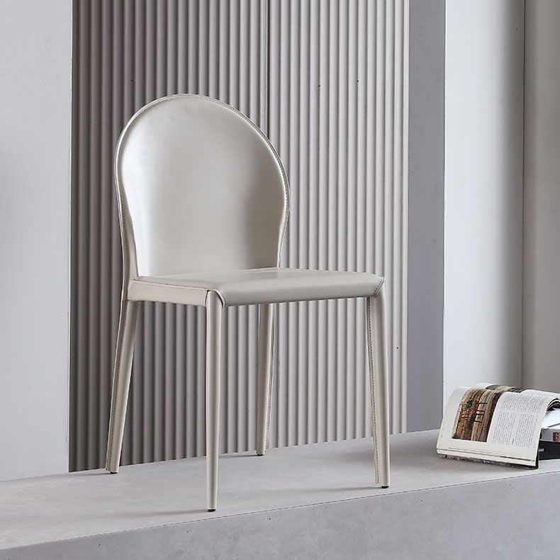 Minimalistische stijl stevige rugarmloze eetkamerstoel lederen eetkamerstoelen