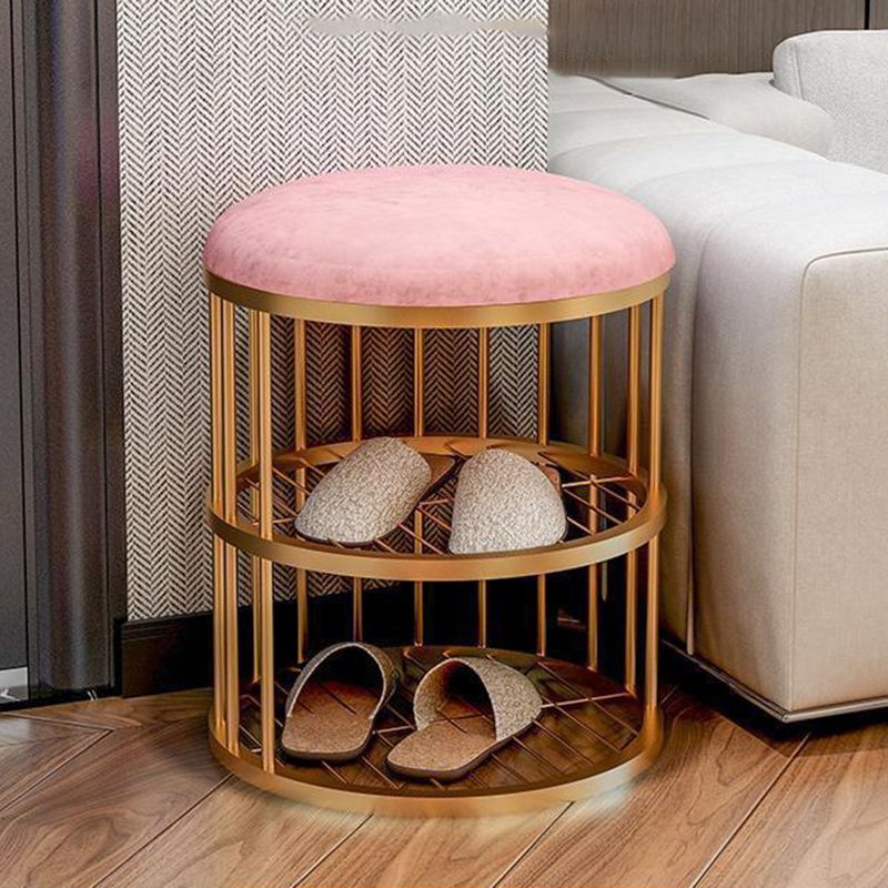 Glam Cylinder Shape Pouf Chair Plain Velvet with Bottom Rack Storage Pouf Clearhalo 'furn' 'furn_ottomans_poufs' 'Furniture' 'Living Room Furniture' 'Ottomans & Poufs' 'ottomans_poufs' 1200x1200_6960b992-8226-4b9b-a199-cbb0dbc11ad6
