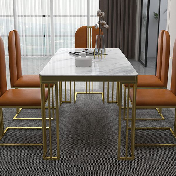 Metal Traditional Luxury Rectangle Indoor Table Marble Top Table with 4 Legs Clearhalo ' dining_table' 'Dining Tables & Seating' 'Dining Tables' 'furn' 'furn_dining_table' 'Furniture' 'furniture_dining_table' 'Kitchen & Dining Furniture' 'kitchen&dining_furn' 'kitchen' 'kitchen_dining_table' 1200x1200_6961b83b-db01-4e96-856e-bd7bb0e7d322