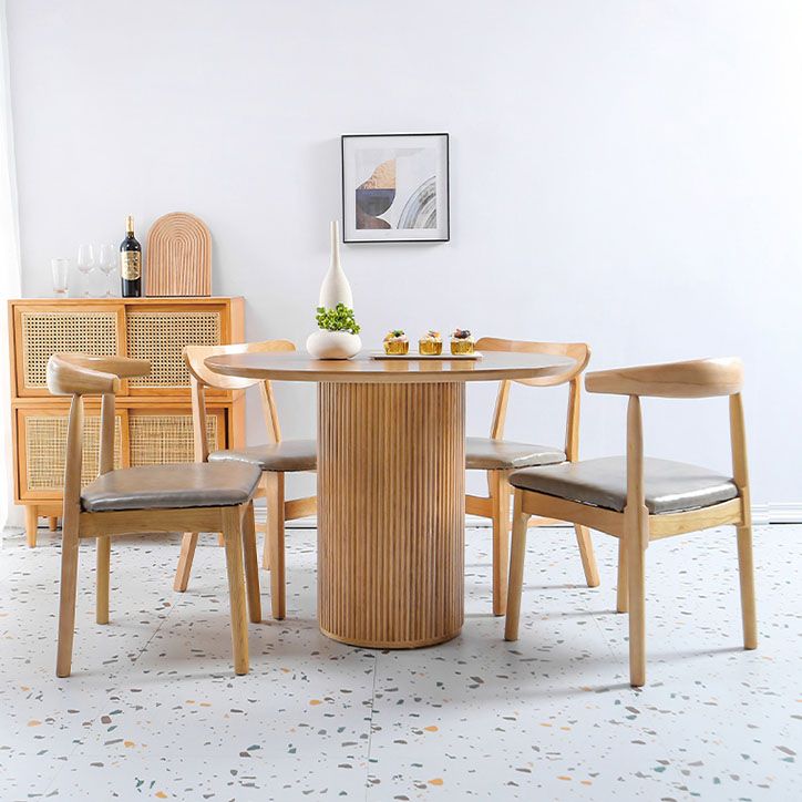 Round Table Solid Wood Contemporary Style Dining Table for Home Kitchen Clearhalo 'Dining Tables & Seating' 'Dining Tables' 'dining_table' 'furn' 'furn_dining_table' 'Furniture' 'Kitchen & Dining Furniture' 1200x1200_696244ce-5c37-46ec-950e-28012875205d