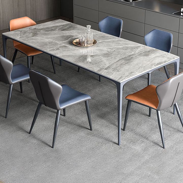 Rectangle Sintered Stone Dining Table Industrial Style 4 Legs Base Table for Home Clearhalo ' dining_table' 'Dining Tables & Seating' 'Dining Tables' 'Furniture' 'furniture_dining_table' 'Kitchen & Dining Furniture' 'kitchen&dining_furn' 'kitchen' 'kitchen_dining_table' 1200x1200_6963465f-6bde-4968-98b7-2f84bac694ee