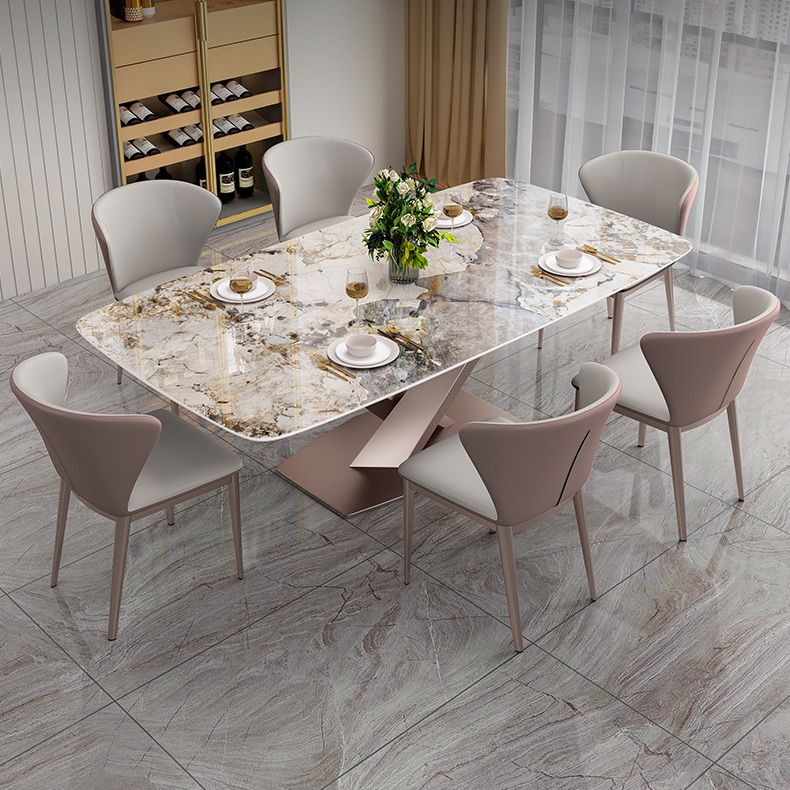 Traditional Luxury Dining Table Rectangle Sintered Stone Dining Table with Metal Base Clearhalo ' dining_table' 'Dining Tables & Seating' 'Dining Tables' 'furn' 'furn_dining_table' 'Furniture' 'furniture_dining_table' 'Kitchen & Dining Furniture' 'kitchen&dining_furn' 'kitchen' 'kitchen_dining_table' 1200x1200_6964975f-076c-4bd3-ba2a-e2636aac5145