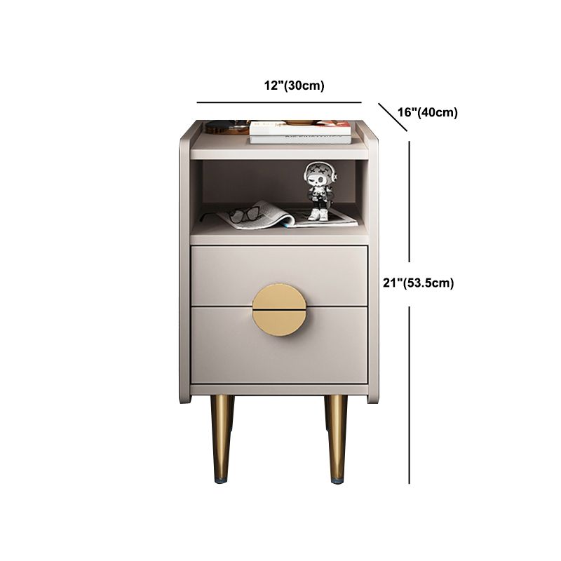 Glam Stone Top Bed Nightstand 2-Drawer Imitation Wood Legs Included Night Table Clearhalo 'Bedroom Furniture' 'furn' 'furn_night_stand' 'Furniture' 'night_stand' 'Nightstands' 1200x1200_6964bac2-d8cc-48f1-8cc1-06818393249d