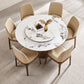 Modern Rotatable Round Table Set 1/4/5/7 Pieces Sintered Stone Top Wooden Round Table Set