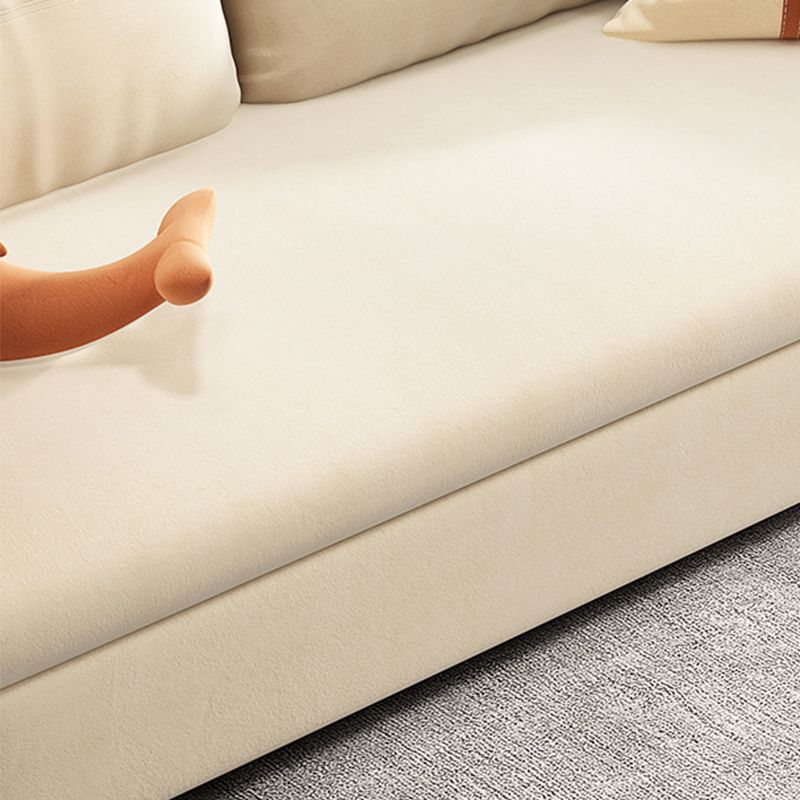 Divano di divano del letto a braccio quadrato moderno di velluto con spazio di archiviazione in beige