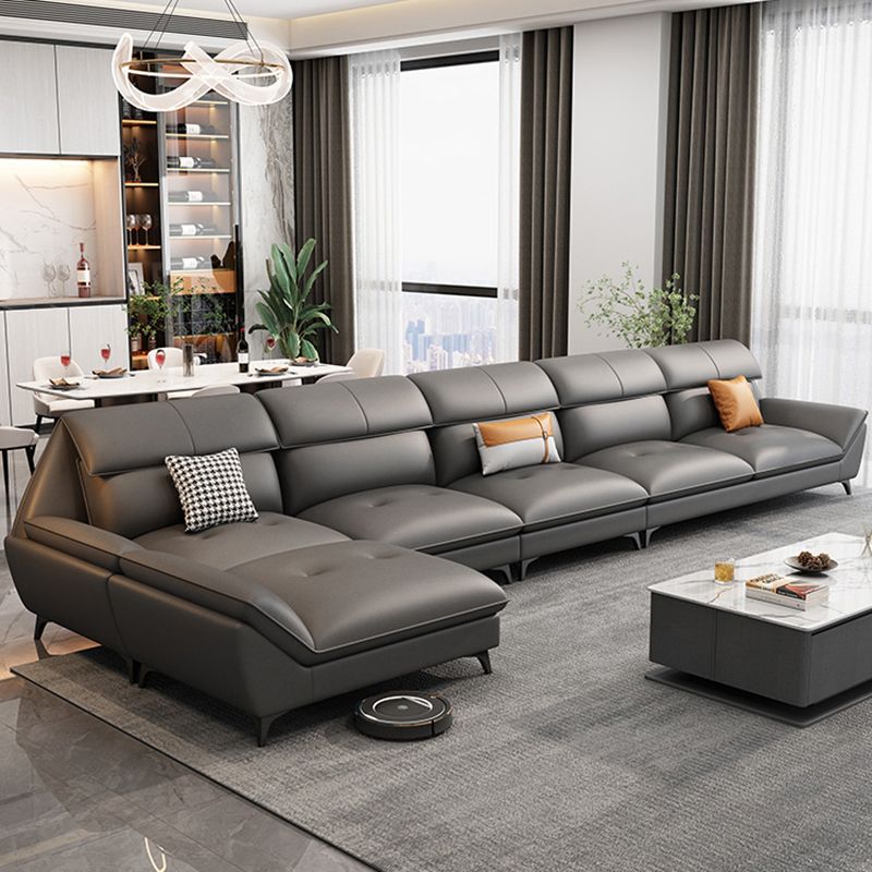 37,79 "Sofa sectionnel gris de haut gris canapé modulaire en cuir avec coussin arrière