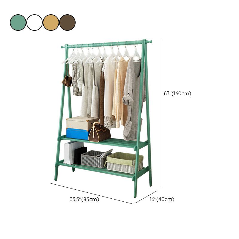 Modern massief houten jas hangers vrijstaand kaprek met opbergplanken