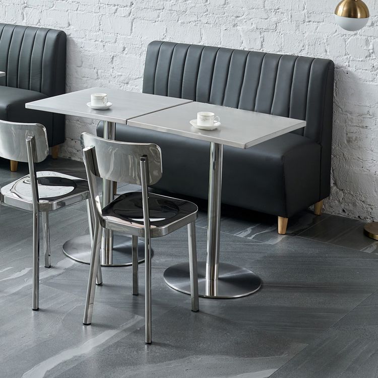 Industrial Square Dining Table Stainless Steel Table with Pedestal Base Clearhalo ' dining_table' 'Dining Tables & Seating' 'Dining Tables' 'furn' 'furn_dining_table' 'Furniture' 'furniture_dining_table' 'Kitchen & Dining Furniture' 'kitchen&dining_furn' 'kitchen' 'kitchen_dining_table' 1200x1200_6967b0f2-3385-4c95-bd34-79c32dec3344