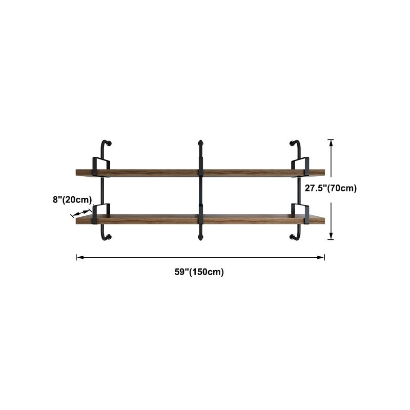 Contemporary Pine Solid Wood Bookcase Wall Mounted Metal Frame Closed Back Bookshelf Clearhalo 'Bookcases' 'furn' 'furn_bookcases' 'Furniture' 'Office Furniture' 1200x1200_69696061-4599-4f8e-b9fc-7f96720eb7ec