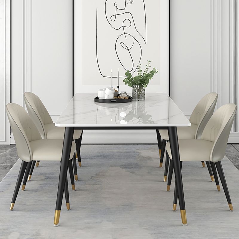 Industrial White Table for Restaurant Rectangle Dining Table with Metal 4 Legs Clearhalo 'Dining Tables & Seating' 'Dining Tables' 'dining_table' 'furn' 'furn_dining_table' 'Furniture' 'furniture_dining_table' 'Kitchen & Dining Furniture' 'kitchen' 'kitchen_dining_table' 1200x1200_69696ce0-1d90-41fd-94c4-507b3f55e833